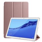 Kilifplus Huawei T5 10 inc ile Uyumlu Tablet Kılıfı Smart Cover Uyku Modlu Standlı Arkası Sert Şeffaf Kapak - Gold