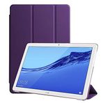 Kilifplus Huawei T5 10 inc ile Uyumlu Tablet Kılıfı Smart Cover Uyku Modlu Standlı Arkası Sert Şeffaf Kapak - Mor