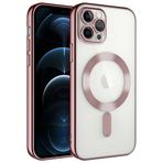 Kilifplus iPhone 12 Pro (6.1) ile Uyumlu Kılıf Kamera Korumalı, Silikon, Kablosuz Şarj Özellikli, Kamera Lens Korumalı, Renkli Demre Kapak - Rose Gold