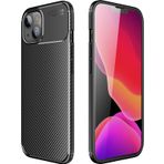 Kilifplus iPhone 14 (6.1) ile Uyumlu Kılıf Silikon Parmak İzi Bırakmayan Karbon Soft Negro Kapak - Siyah