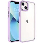 Kilifplus iPhone 14 (6.1) Kılıf Şeffaf Arka Yüzey Renkli Kenar Krom Kapak - Lila