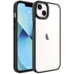 Kilifplus iPhone 14 (6.1) Kılıf Şeffaf Arka Yüzey Renkli Kenar Krom Kapak - Siyah