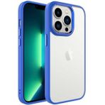 Kilifplus iPhone 14 Pro Max (6.7) Kılıf Şeffaf Arka Yüzey Renkli Kenar Krom Kapak - Lacivert