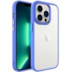 Kilifplus iPhone 14 Pro Max (6.7) Kılıf Şeffaf Arka Yüzey Renkli Kenar Krom Kapak - Mavi