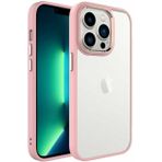 Kilifplus iPhone 14 Pro Max (6.7) Kılıf Şeffaf Arka Yüzey Renkli Kenar Krom Kapak - Pembe
