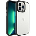 Kilifplus iPhone 14 Pro Max (6.7) Kılıf Şeffaf Arka Yüzey Renkli Kenar Krom Kapak - Siyah