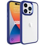 Kilifplus iPhone 15 Pro (6.1) ile Uyumlu Kılıf Şeffaf Arka Yüzey Renkli Kenar Krom Kapak - Lacivert