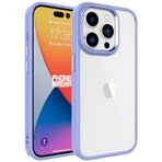 Kilifplus iPhone 15 Pro (6.1) ile Uyumlu Kılıf Şeffaf Arka Yüzey Renkli Kenar Krom Kapak - Lila