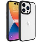 Kilifplus iPhone 15 Pro (6.1) ile Uyumlu Kılıf Şeffaf Arka Yüzey Renkli Kenar Krom Kapak - Siyah