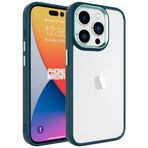 Kilifplus iPhone 15 Pro Max (6.7) ile Uyumlu Kılıf Şeffaf Arka Yüzey Renkli Kenar Krom Kapak - Koyu Yeşil