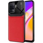 Kilifplus Oppo Reno 5 Lite Deri Görünümlü Emiks Kapak Kırmızı Kılıf