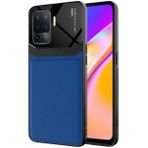 Kilifplus Oppo Reno 5 Lite Deri Görünümlü Emiks Kapak Mavi Kılıf