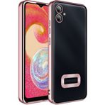 Kilifplus Samsung Galaxy A04e ile Uyumlu Kılıf Kamera Korumalı Silikon Logo Açık Arkası Şeffaf Omega Kapak - Rose Gold