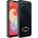 Kilifplus Samsung Galaxy A04e ile Uyumlu Kılıf Kamera Korumalı Silikon Logo Açık Arkası Şeffaf Omega Kapak - Siyah