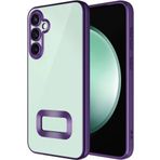 Kilifplus Samsung Galaxy A05s ile Uyumlu Kılıf Kamera Korumalı Silikon Logo Açık Arkası Şeffaf Omega Kapak - Koyu Mor
