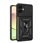 Kilifplus Samsung Galaxy A06 ile Uyumlu Kılıf Zırhlı Standlı Sürgülü Kamera Korumalı Zırhlı Tam Koruma Sürgülü Vega Kapak, Tam Uyumlu, Tank Kapak - Siyah