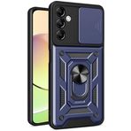 Kilifplus Samsung Galaxy A14 ile Uyumlu Kılıf Zırhlı Standlı Sürgülü Kamera Korumalı Zırhlı Tam Koruma Sürgülü Vega Kapak, Tam Uyumlu, Tank Kapak - Mavi