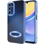 Kilifplus Samsung Galaxy A15 ile Uyumlu Kılıf Kamera Korumalı Silikon Logo Açık Arkası Şeffaf Omega Kapak - Sierra Mavi