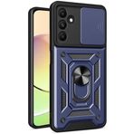 Kilifplus Samsung Galaxy A15 ile Uyumlu Kılıf Zırhlı Standlı Sürgülü Kamera Korumalı Zırhlı Tam Koruma Sürgülü Vega Kapak, Tam Uyumlu, Tank Kapak - Mavi