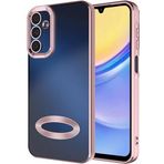 Kilifplus Samsung Galaxy A25 ile Uyumlu Kılıf Kamera Korumalı Silikon Logo Açık Arkası Şeffaf Omega Kapak - Rose Gold