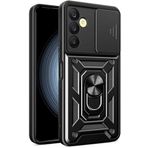 Kilifplus Samsung Galaxy A25 ile Uyumlu Kılıf Zırhlı Standlı Sürgülü Kamera Korumalı Zırhlı Tam Koruma Sürgülü Vega Kapak, Tam Uyumlu, Tank Kapak - Siyah