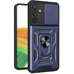 Kilifplus Samsung Galaxy A34 ile Uyumlu Kılıf Zırhlı Standlı Sürgülü Kamera Korumalı Zırhlı Tam Koruma Sürgülü Vega Kapak, Tam Uyumlu, Tank Kapak - Mavi