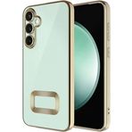 Kilifplus Samsung Galaxy A35 ile Uyumlu Kılıf Kamera Korumalı Silikon Logo Açık Arkası Şeffaf Omega Kapak - Gold