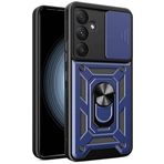 Kilifplus Samsung Galaxy A35 ile Uyumlu Kılıf Zırhlı Standlı Sürgülü Kamera Korumalı Zırhlı Tam Koruma Sürgülü Vega Kapak, Tam Uyumlu, Tank Kapak - Mavi
