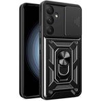 Kilifplus Samsung Galaxy A35 ile Uyumlu Kılıf Zırhlı Standlı Sürgülü Kamera Korumalı Zırhlı Tam Koruma Sürgülü Vega Kapak, Tam Uyumlu, Tank Kapak - Siyah