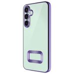 Kilifplus Samsung Galaxy A56 ile Uyumlu Kılıf Kamera Korumalı Silikon Logo Açık Arkası Şeffaf Omega Kapak - Lila