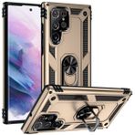 Kilifplus Samsung Galaxy S22 Ultra Zırhlı Standlı Mıknatıslı Tank Kapak Gold Kılıf