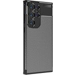 Kilifplus Samsung Galaxy S23 Ultra ile Uyumlu Kılıf Silikon Parmak İzi Bırakmayan Karbon Soft Negro Kapak - Siyah