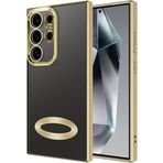 Kilifplus Samsung Galaxy S24 Ultra ile Uyumlu Kılıf Kamera Korumalı Silikon Logo Açık Arkası Şeffaf Omega Kapak - Gold