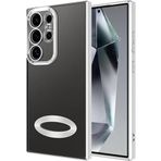 Kilifplus Samsung Galaxy S24 Ultra ile Uyumlu Kılıf Kamera Korumalı Silikon Logo Açık Arkası Şeffaf Omega Kapak - Gümüş
