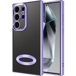 Kilifplus Samsung Galaxy S24 Ultra ile Uyumlu Kılıf Kamera Korumalı Silikon Logo Açık Arkası Şeffaf Omega Kapak - Lila
