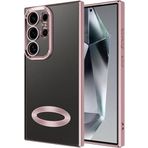Kilifplus Samsung Galaxy S24 Ultra ile Uyumlu Kılıf Kamera Korumalı Silikon Logo Açık Arkası Şeffaf Omega Kapak - Rose Gold