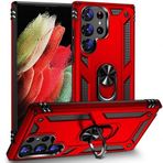 Kilifplus Samsung Galaxy S24 Ultra ile Uyumlu Kılıf Zırhlı Standlı Mıknatıslı Tank Kapak - Kırmızı