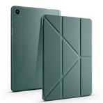 Kilifplus Samsung Galaxy Tab A11 Plus ile Uyumlu Kılıf Tri Folding Silikon Kalem Bölmeli Katlanabilir Standlı PU Deri Yumuşak Kapak, Tablet Kılıfı [Kalem Alanı, Akıllı Kapak, Uyku Modlu] - Koyu Yeşil