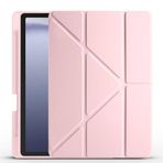 Kilifplus Samsung Galaxy Tab A9 ile Uyumlu Kılıf Tri Folding Silikon Kalem Bölmeli Katlanabilir Standlı PU Deri Yumuşak Kapak, Tablet Kılıfı [Kalem Alanı, Akıllı Kapak, Uyku Modlu] - Rose Gold