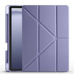 Kilifplus Samsung Galaxy Tab A9 Plus ile Uyumlu Kılıf Tri Folding Silikon Kalem Bölmeli Katlanabilir Standlı PU Deri Yumuşak Kapak, Tablet Kılıfı [Kalem Alanı, Akıllı Kapak, Uyku Modlu] - Mor