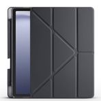 Kilifplus Samsung Galaxy Tab A9 Plus ile Uyumlu Kılıf Tri Folding Silikon Kalem Bölmeli Katlanabilir Standlı PU Deri Yumuşak Kapak, Tablet Kılıfı [Kalem Alanı, Akıllı Kapak, Uyku Modlu] - Siyah