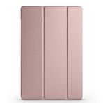 Kilifplus Samsung Galaxy Tab A9 Plus ile Uyumlu Tablet Kılıfı Smart Cover Uyku Modlu Standlı Arkası Sert Şeffaf Kapak - Rose Gold