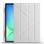 Kilifplus Samsung Galaxy Tab S10 Fe Plus / 13.1" inç ile Uyumlu Kılıf Tri Folding Silikon Kalem Bölmeli Katlanabilir Standlı PU Deri Yumuşak Kapak, Tablet Kılıfı [Akıllı Kapak, Uyku Modlu] - Gri