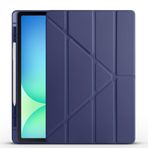 Kilifplus Samsung Galaxy Tab S10 Fe Plus / 13.1" inç ile Uyumlu Kılıf Tri Folding Silikon Kalem Bölmeli Katlanabilir Standlı PU Deri Yumuşak Kapak, Tablet Kılıfı [Akıllı Kapak, Uyku Modlu] - Lacivert