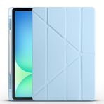 Kilifplus Samsung Galaxy Tab S10 Fe Plus / 13.1" inç ile Uyumlu Kılıf Tri Folding Silikon Kalem Bölmeli Katlanabilir Standlı PU Deri Yumuşak Kapak, Tablet Kılıfı [Akıllı Kapak, Uyku Modlu] - Mavi