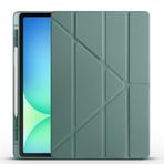 Kilifplus Samsung Galaxy Tab S10 Fe Plus / 13.1" inç ile Uyumlu Kılıf Tri Folding Silikon Kalem Bölmeli Katlanabilir Standlı PU Deri Yumuşak, Tablet Kılıfı [Akıllı Kapak, Uyku Modlu] - Koyu Yeşil