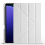 Kilifplus Samsung Galaxy Tab S10 Plus ile Uyumlu Kılıf Tri Folding Silikon Kalem Bölmeli Katlanabilir Standlı PU Deri Yumuşak Kapak, Tablet Kılıfı [Kalem Alanı, Akıllı Kapak, Uyku Modlu] - Gri