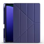 Kilifplus Samsung Galaxy Tab S10 Plus ile Uyumlu Kılıf Tri Folding Silikon Kalem Bölmeli Katlanabilir Standlı PU Deri Yumuşak Kapak, Tablet Kılıfı [Kalem Alanı, Akıllı Kapak, Uyku Modlu] - Lacivert