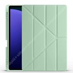 Kilifplus Samsung Galaxy Tab S10 Plus Tablet ile Uyumlu Kılıfı Standlı Tri Folding Kalemlikli Silikon Smart Cover - Açık Yeşil