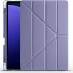 Kilifplus Samsung Galaxy Tab S10 Plus Tablet ile Uyumlu Kılıfı Standlı Tri Folding Kalemlikli Silikon Smart Cover - Mor